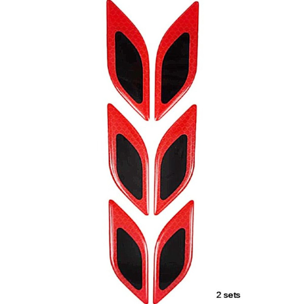 12 stk/2 sæt Carbon Fiber Reflekterende Sticker 3D Reflekterende Red