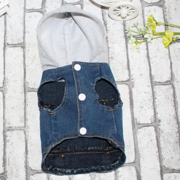 Cowboy Dog Hoodie Denim Pet Vest Dog Denim Jacka