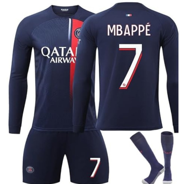 23-24 Paris S aint-Germain Hjemmefodbold Børn Langærmet skjorte nr. 7 Mbappe 10-11years