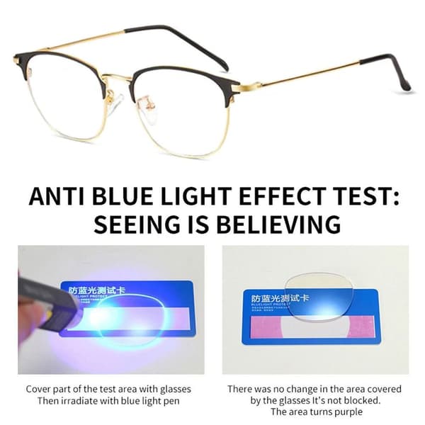 Anti-blå lys briller Firkantede briller SORT SØLV SORT Black silver