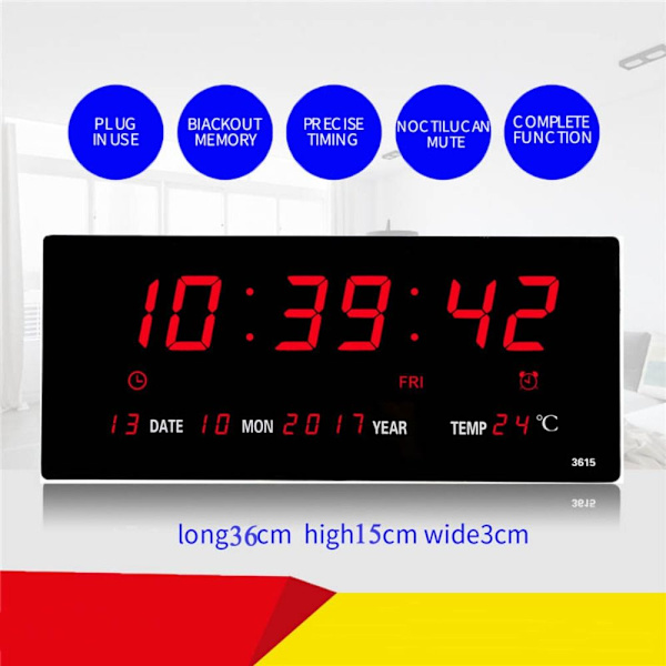 Elektronisk veggklokke Digitale LED-klokker HVIT White