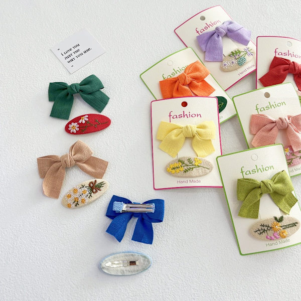 2 STK Little Girl Bowknot Hårclips GRÆSGRØNNE grass green