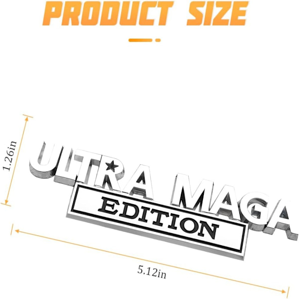 2 st Ultra MAGA Edition-emblem 3D-bokstavsdekal i metall i metall