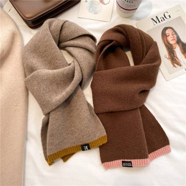 Vinterstickad halsduk Varm sjal BRUN brown