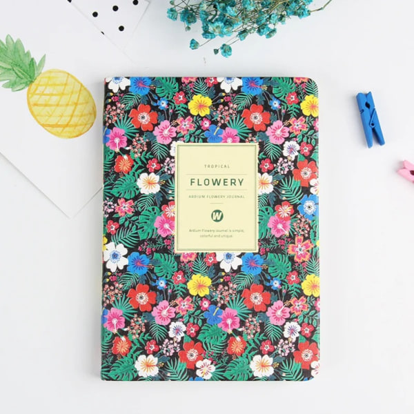 PU Leather Floral Flower Timeplan Bok Dagbok Ukentlig Planlegger A6D