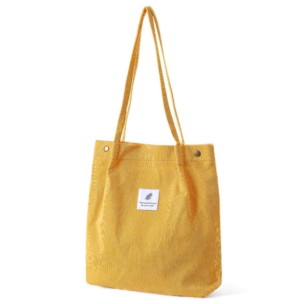 Kvinder Canvas Corduroy Tote Bags Håndtaske Dame GUL Yellow