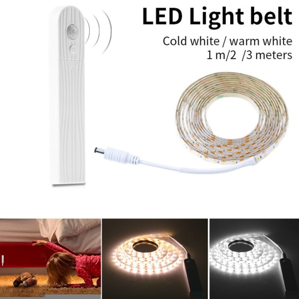 LED-lysstripe PIR bevegelsessensor KALD HVIT 3M Cool white 3m