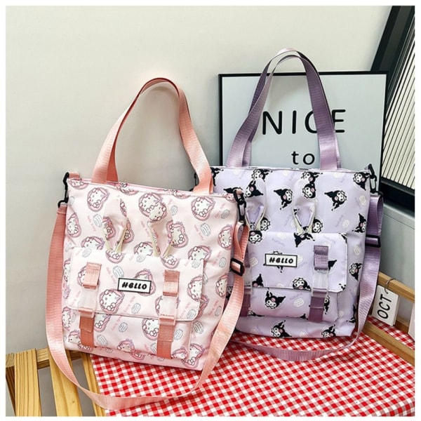 Tecknad handväska för flickor Nylon Axelväska ROSA pink