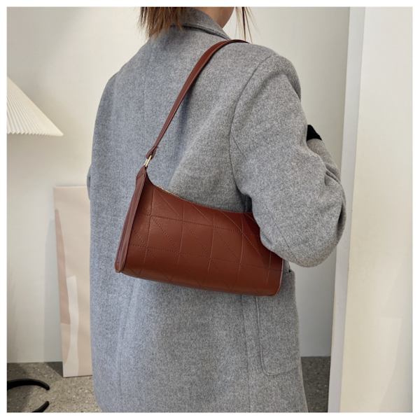 PU skinnveske Retro skinn skulderveske KHAKI Khaki