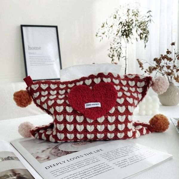 Love Neulottu kiristysnyöripussi Pehmopaperipumppu PUNAINEN Red