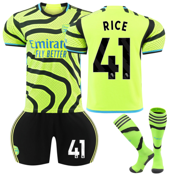 2023-2024 Arsenal Away Kids fotballdrakt med sokker nr. 41 Rice 24
