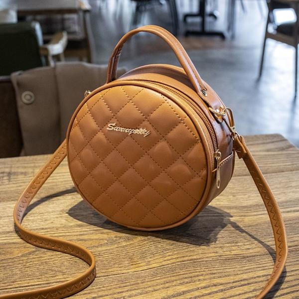 Lille rund taske Dame skuldertaske BRUN brown