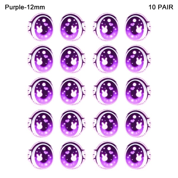 Cartoon Eyes Stickers Anime figur dukke LILLA-12MM Purple-12mm