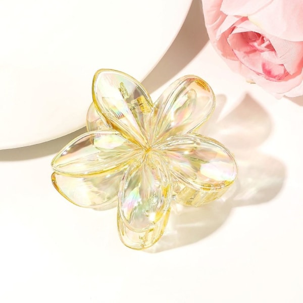 Frangipani Hårspænder Blomst Hårspænde GUL TRANSPARENT FARVE yellow Transparent color-Transparent color