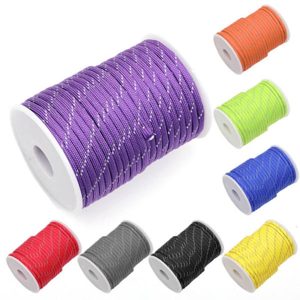 Reflekterende 550 Paracord tau fallskjermsnor LILLA purple