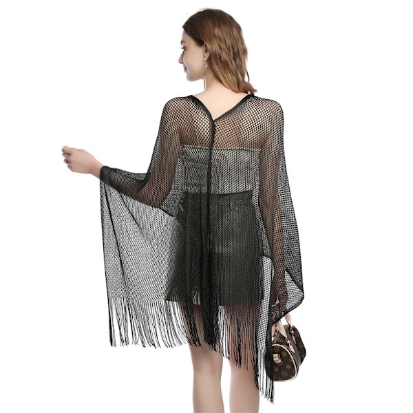 Hollow Tofs Sjal Temperament Cardigan GRÅ Grey