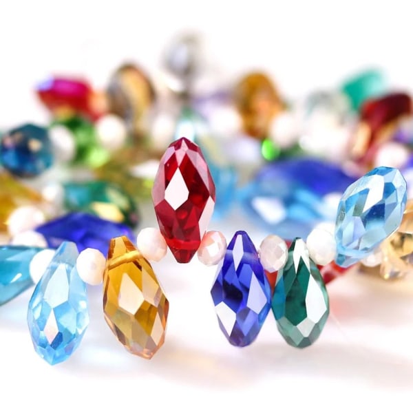 20 stk/sett Krystallperler Teardrop fasettert Krystall 02 02 02
