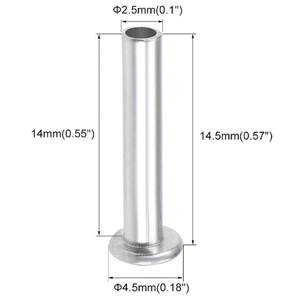 100 st aluminium platt fackverkshuvud Halvtubformade nitar M2.5 X M2.5 x 14mm