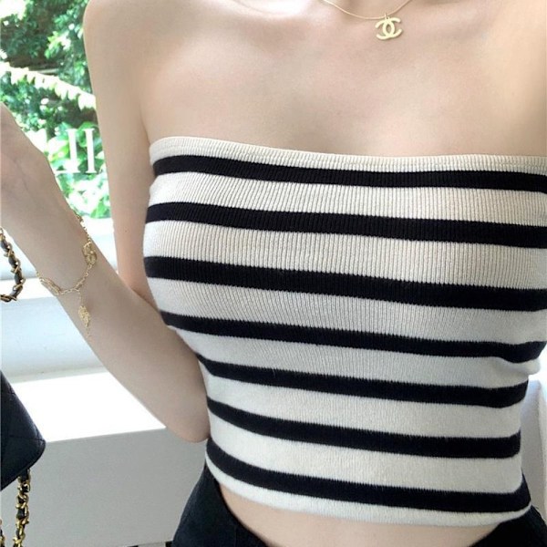 Raidallinen Camisole-neulottu liivi PUNAINEN Red