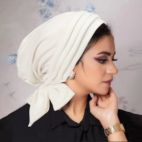 Muslimske Kvinder Hijab Motorhjelm Turban Chemo Cap HVID white