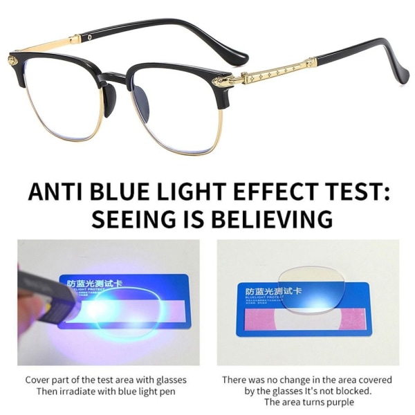 Anti-Blue Light Läsglasögon Business Glasögon GULD Gold Strength 300