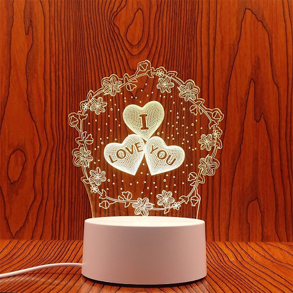 3D Illusion Night Light LED Neon-skiltlampe 3 3 3