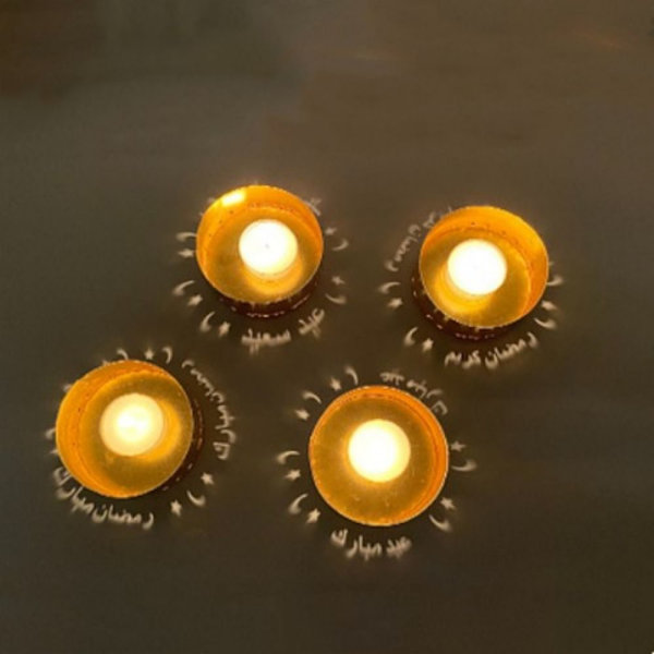 Eid Mubarak Guldfärgad Metall Ljusstake Ljusstake 1 1