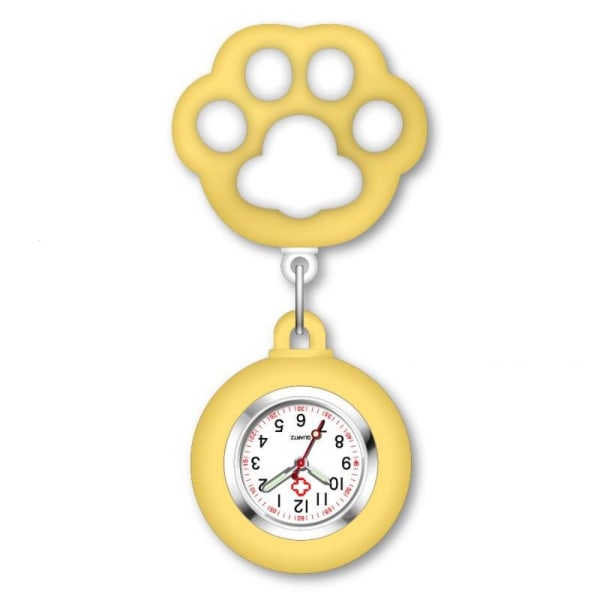 Uttrekkbar klokkebrosje sykepleierlommeklokker GUL Yellow