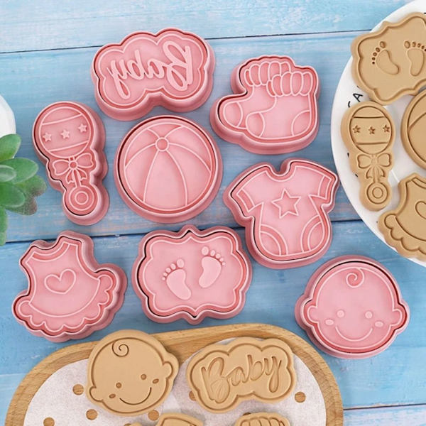 8st/ Set Cookie Cutters Form Degstämpel DIY Bakning