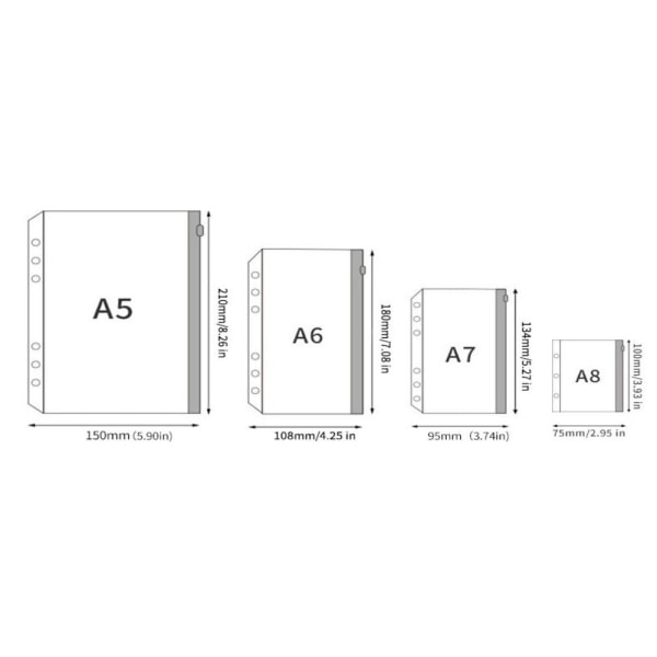 5 ST Lösbladsväska Kuvert Ficka A5 A5 A5