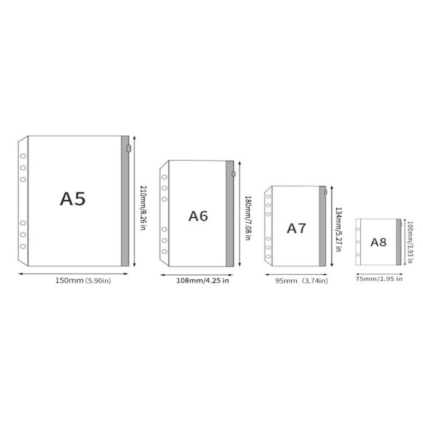 5 STK Løsbladspose Konvolutter Lomme A6 A6 A6