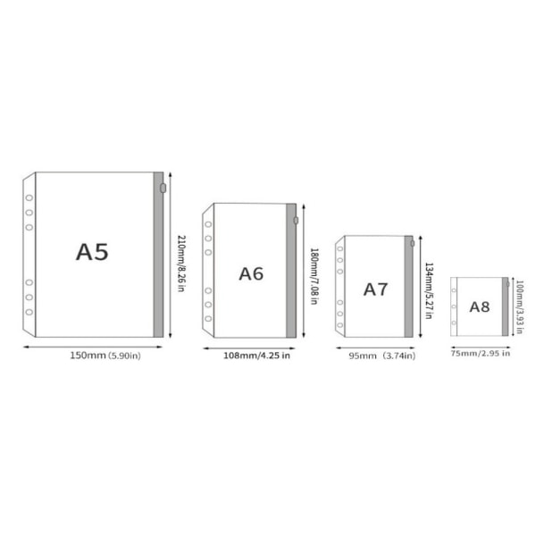 5 STK Løsbladsveske Konvolutter Lomme A7 A7 A7