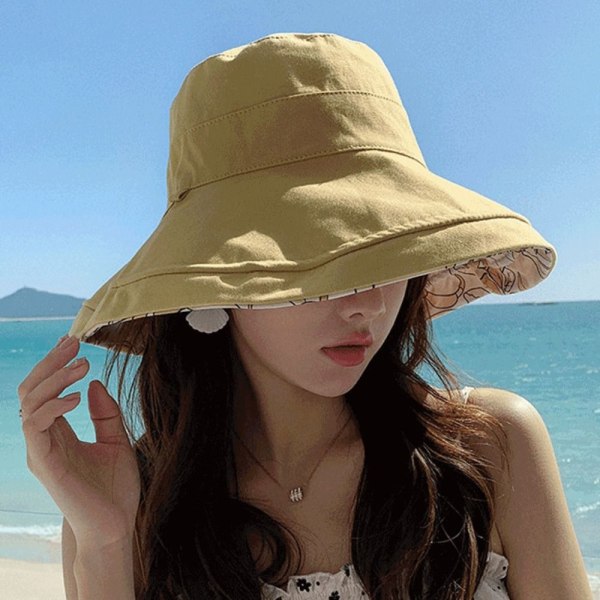 Kvinnor Bucket Hat Dubbelsidig Fisherman Hat GUL yellow