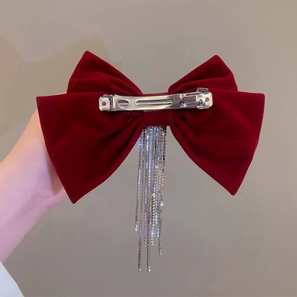 Bow Rhinestone Hårnålar Bow Hårklämmor RÖD red