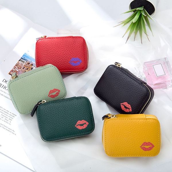 Læder kosmetiktaske Spejl Makeup Pouch SORT black