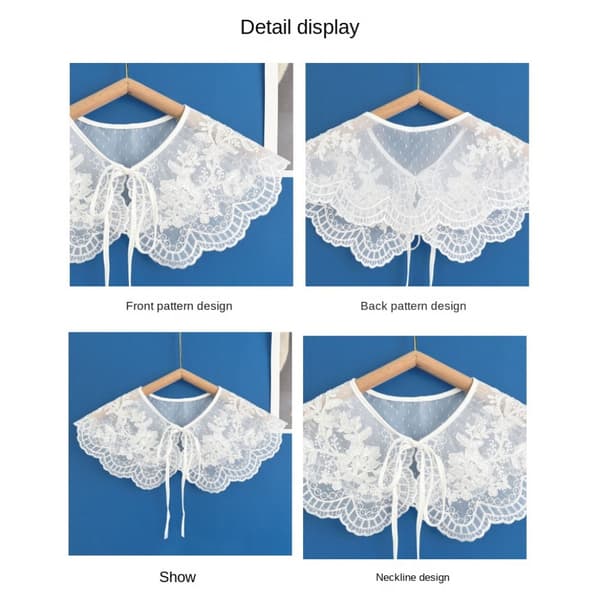Dame blondekrage netting sjal krage front stolpe krage