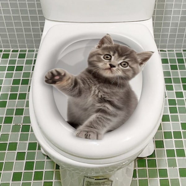 3D Cat Toilet Stickers Livliga djurdekaler 1 1 1