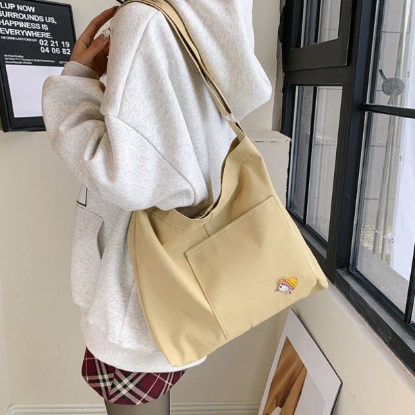 Lærred Tote Bags Casual Messenger Tasker KHAKI khaki