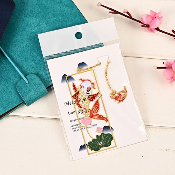 Flamingo Ginkgo bokmärkeshänge metall guld bokmärke 04 04 04