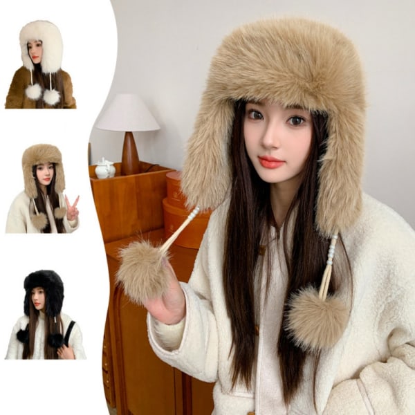 Fluffy Hat Pelshatte BEIGE Beige