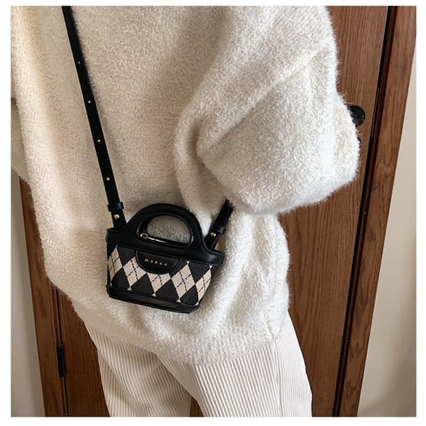 Förvaringsväska Pu Läder Mini Korgväska BRUN LEOPARDMÖNSTER Brown leopard print