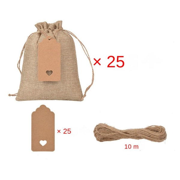 25 kpl Tapleap Säkkisäkkipussit Säkkikangas Favor Sack 10X15CM 10x15cm