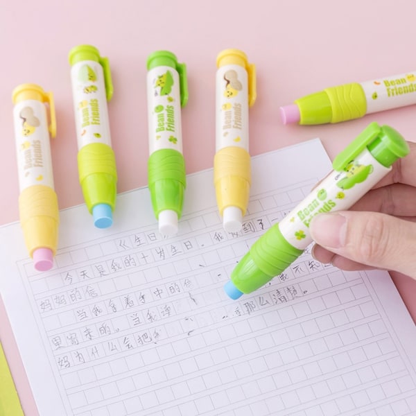 Udskiftelig Pen Shape Rubber Eraser Sød brevpapir nyhed Color Random