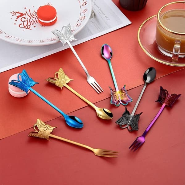 Dessert Kaffe Omrörare Teskedar GULDFORK Gold Fork-Fork