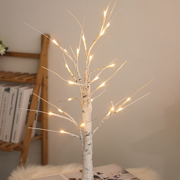 Led Björk Light Tree Blinkande Tree Bonsai VIT White