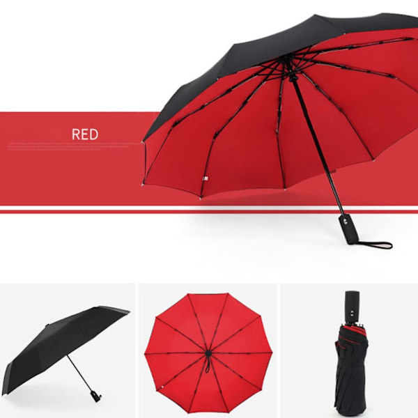 10 Ribs Paraply Store Paraplyer RØD Red