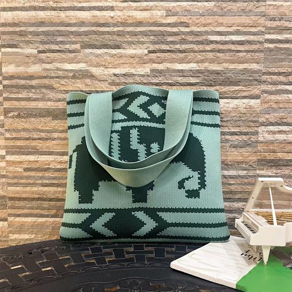 Stickade axelväskor Virkad väska KHAKI khaki
