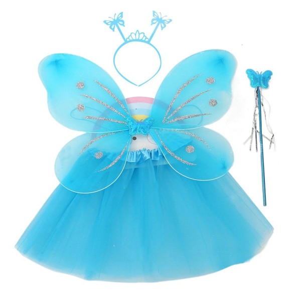 4 stk/sæt Børne sommerfugle pandebånd Wings Prinsesse kostume sæt Blue/A