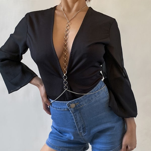 Sexy Circular Chain Neck Chain Integrert Body Chain Geometrisk