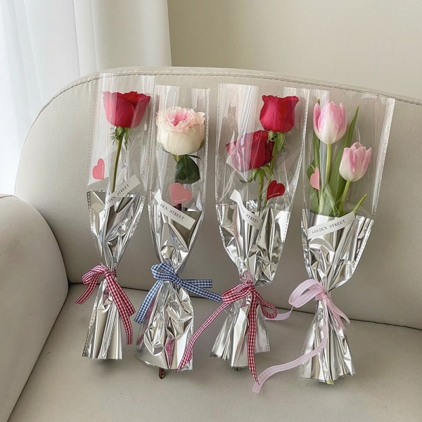 10 stk/lot Rose Flower Emballasjepose Blomsterinnpakningspapir S S